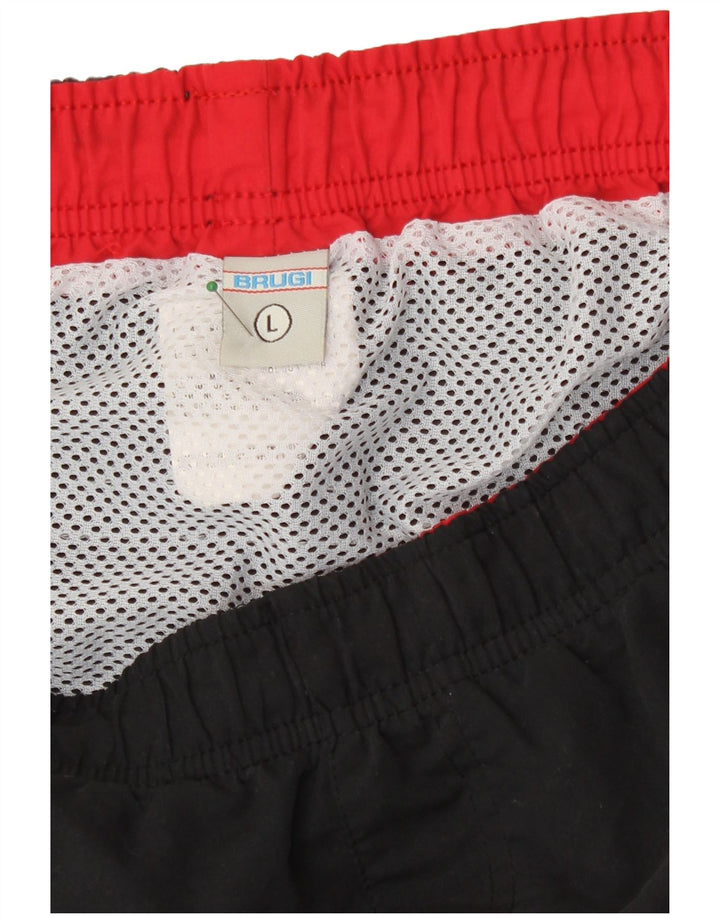 Brugi Herren-Badeshorts, groß, schwarz gestreift, Polyester