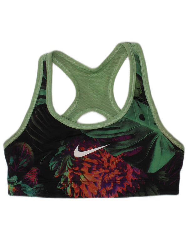 Nike Damen Wende-Sport-BH-Oberteil, klein, grün, Blumenmuster, Sport