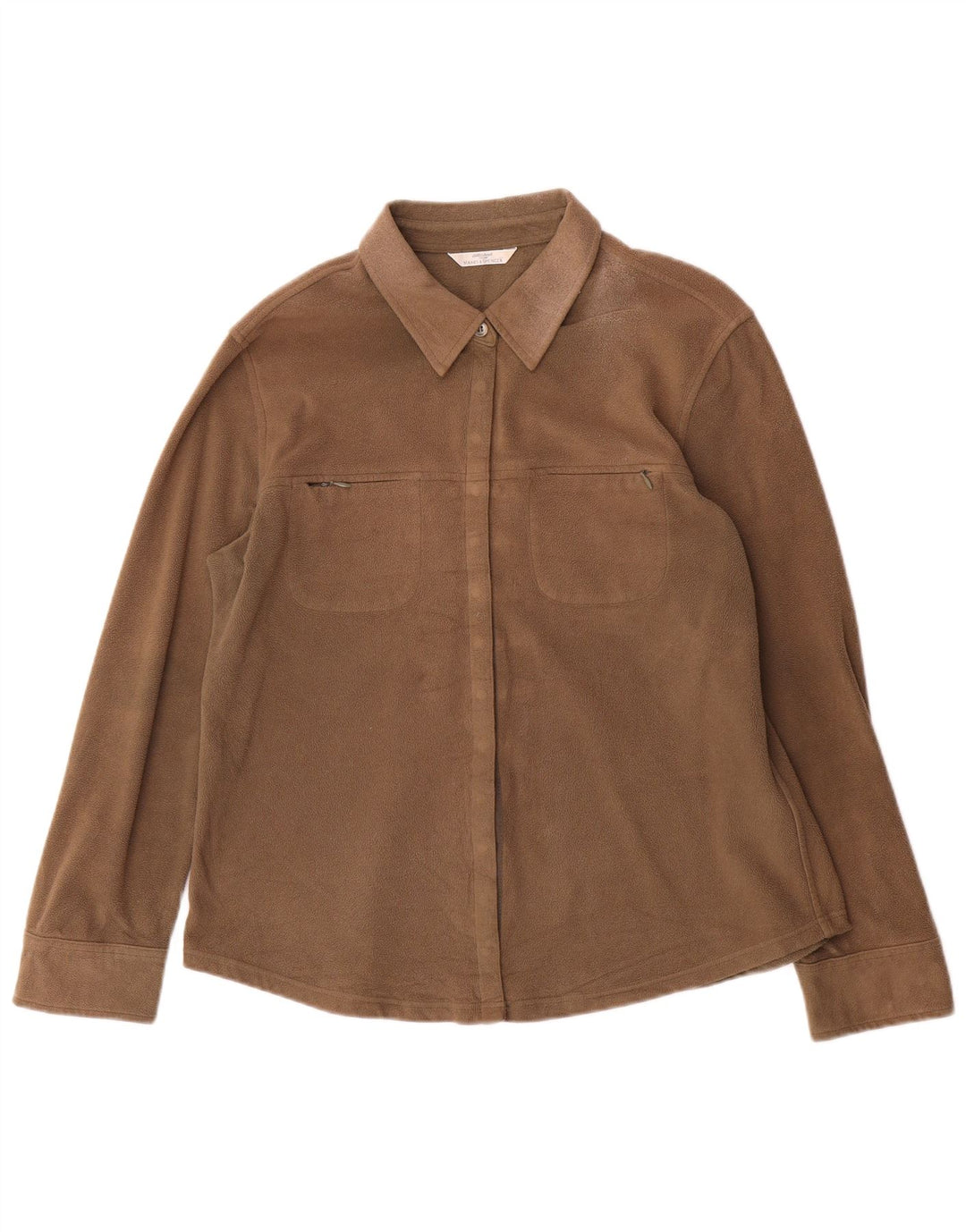 Marks & Spencer Damen Fleece-Hemd UK 14 Large Beige Polyester