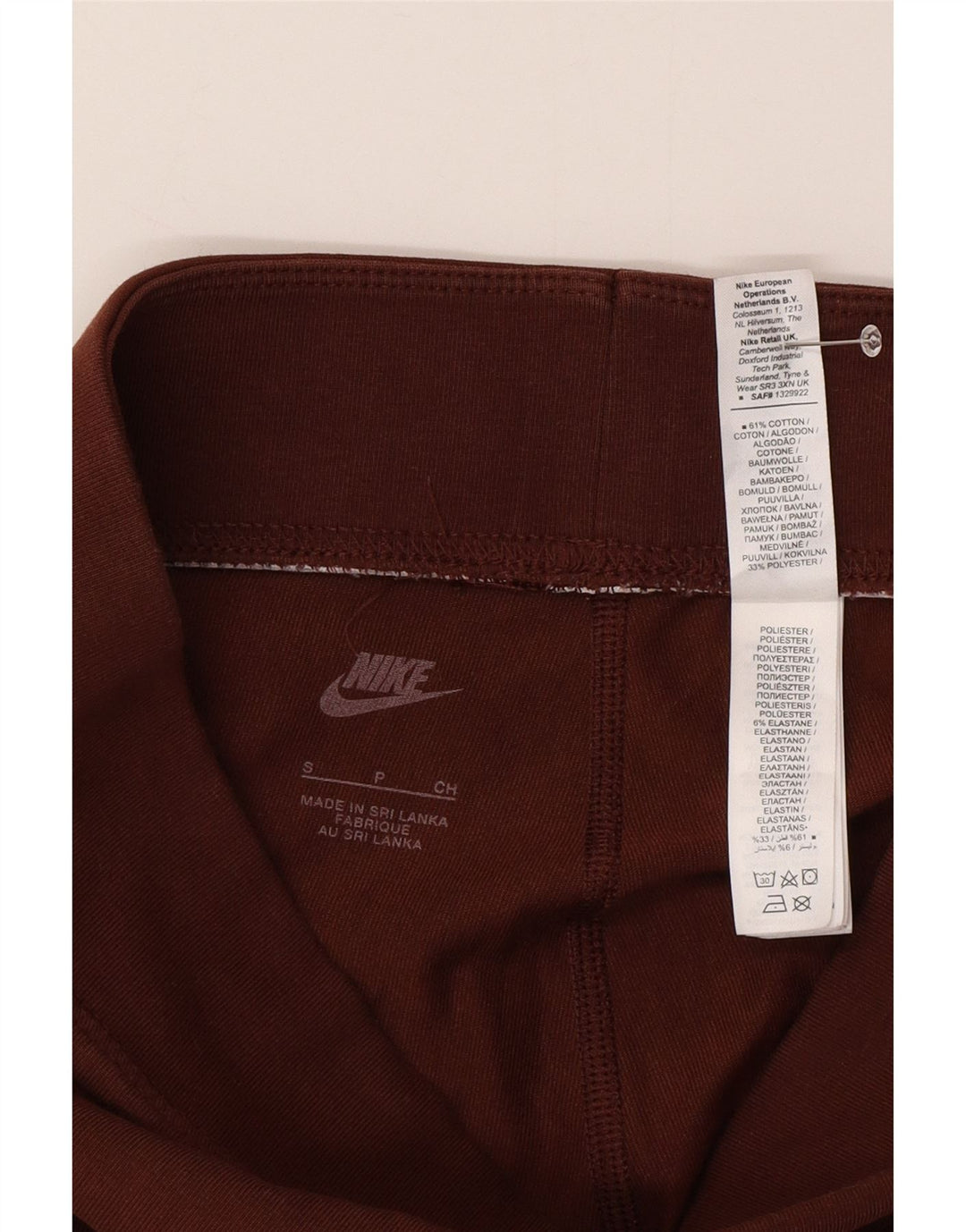 NIKE Womens Graphic Leggings UK 10 Small  Maroon Cotton