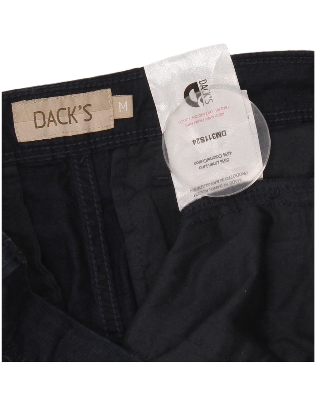 DAKS Slim Chino-Hose für Herren, Größe M, W32, L30, Marineblau, Leinen