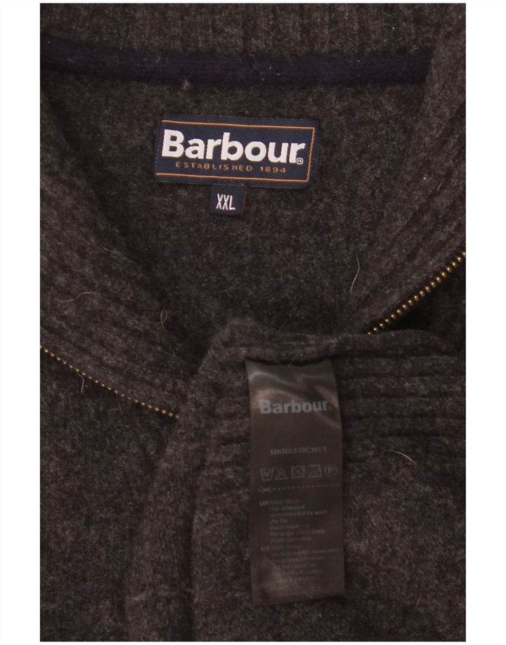 Barbour Damen-Pullover mit Reißverschluss am Hals, UK 20 2XL, graue Wolle