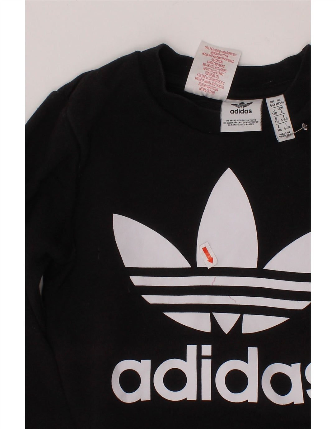 ADIDAS Jungen-Sweatshirt mit Grafik, 5–6 Jahre, schwarze Baumwolle