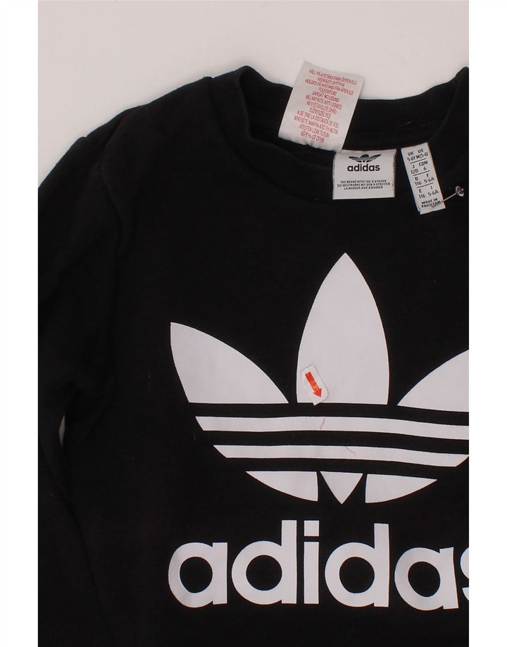 ADIDAS Jungen-Sweatshirt mit Grafik, 5–6 Jahre, schwarze Baumwolle