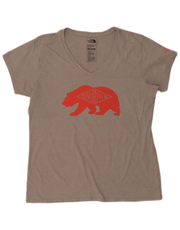The North Face Damen Slim Fit Graphic T-Shirt Top UK 18 XL Grau Polyester