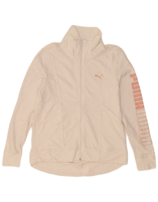 Puma Damen Graphic Trainingsanzug Top Jacke UK 14 Medium Weiß