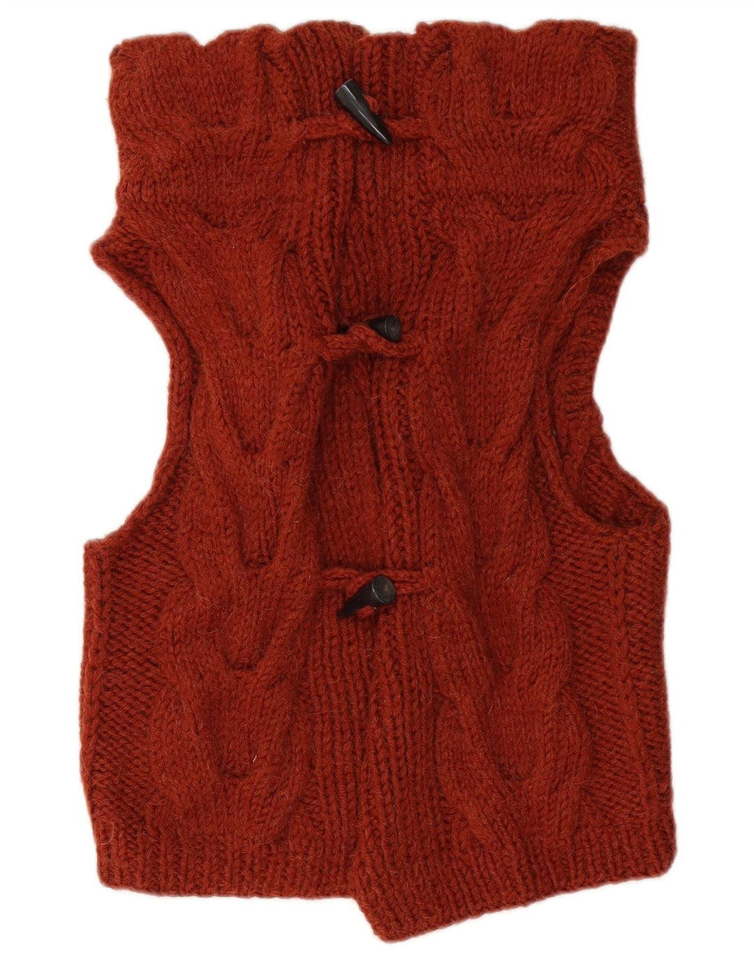 VINTAGE Ärmelloser Damen-Cardigan-Pullover UK 12 Mittelbraun