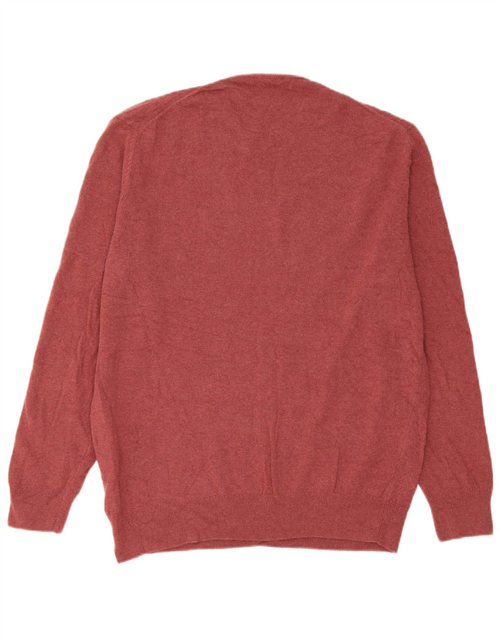 Zara Herren-Pullover mit Rundhalsausschnitt, groß, burgunderfarbenes Polyamid