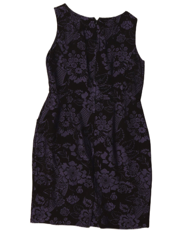 Jigsaw Damen ärmelloses Etuikleid UK 14 Medium Purple Floral Acetate