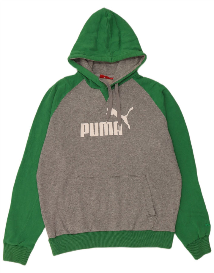 Puma Herren Graphic Hoodie Pullover Mittelgraue Colourblock-Baumwolle