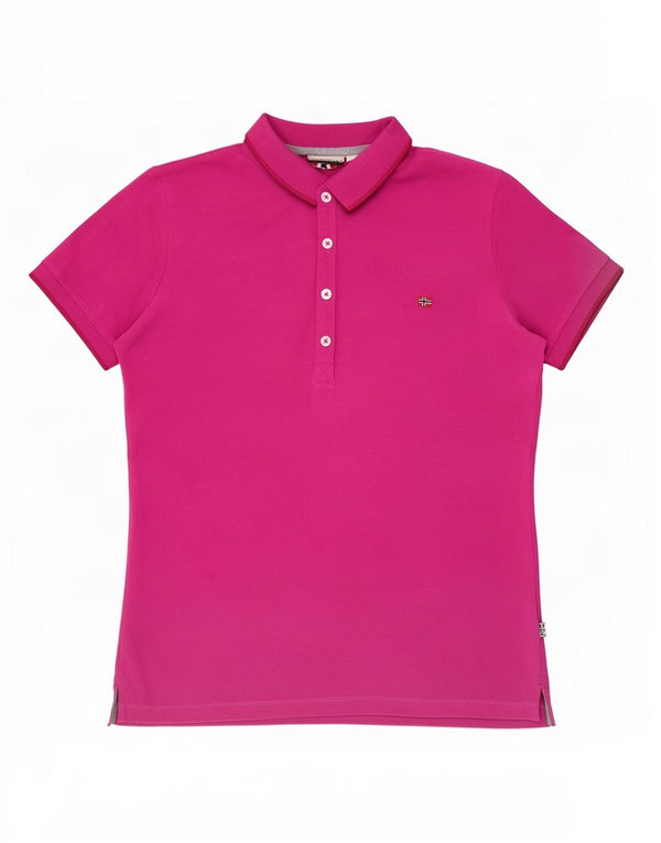 Napapijri Damen Poloshirt UK 14 Mittelrosa Baumwolle