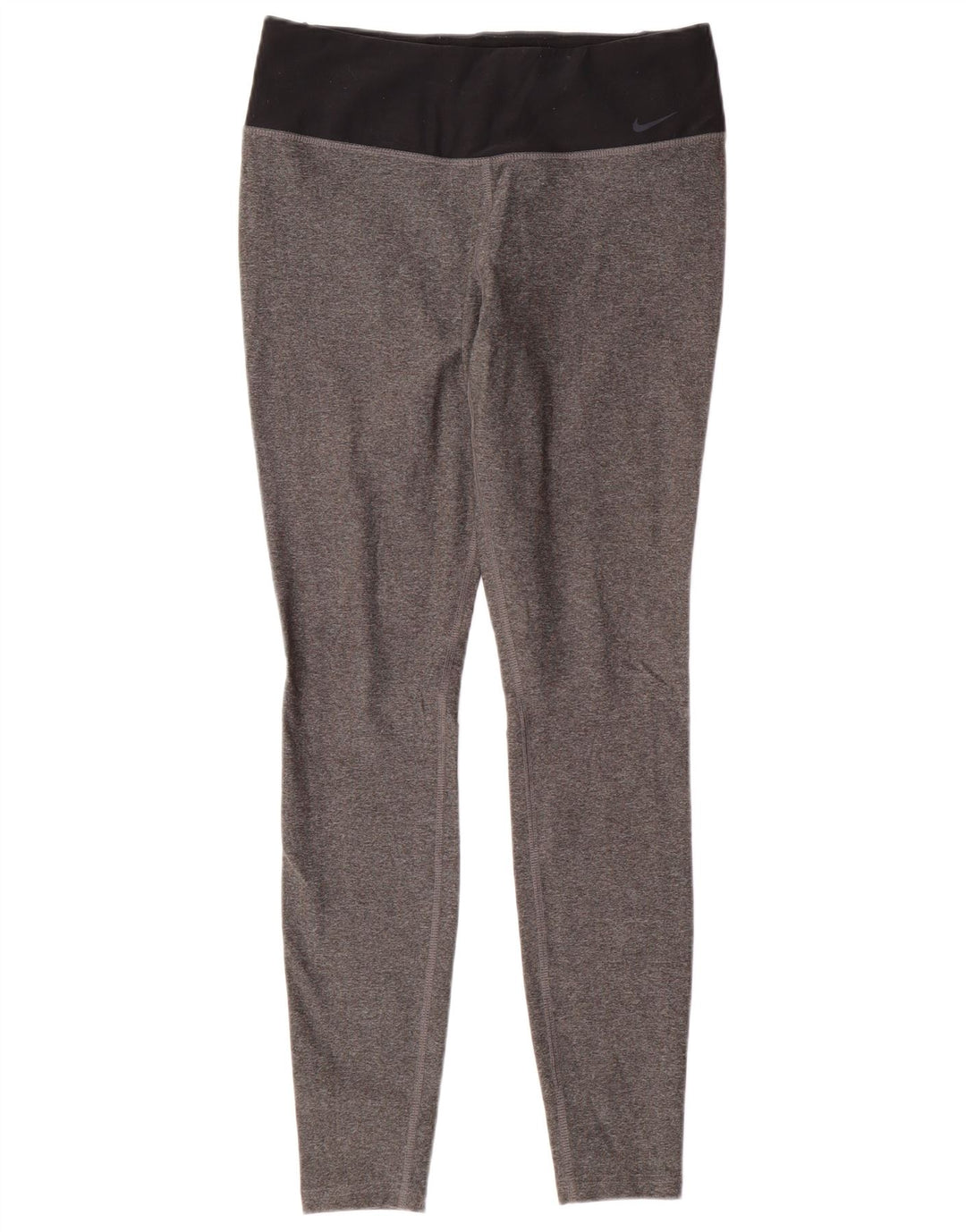 NIKE Damen Dri Fit Leggings UK 12 Mittelgraues Colourblock-Polyester