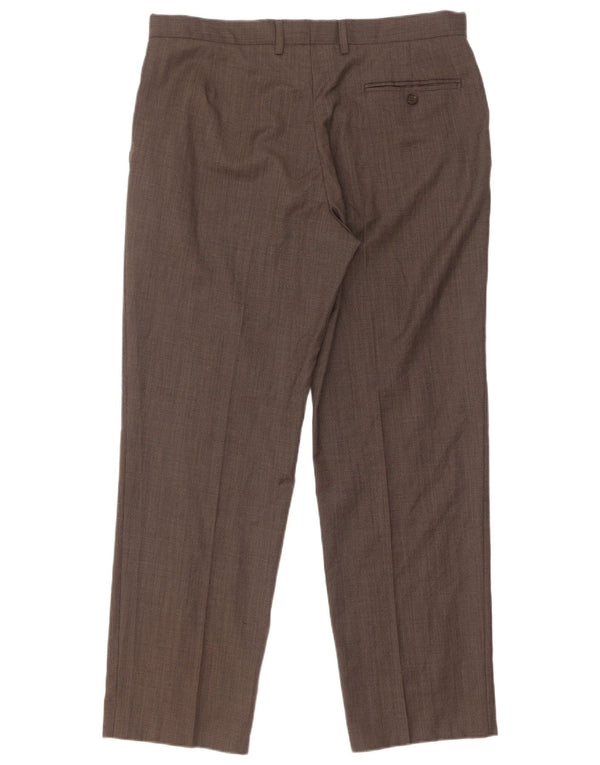 Gerade Herren-Anzughose von Marks & Spencer, W36, L31, braune Wolle