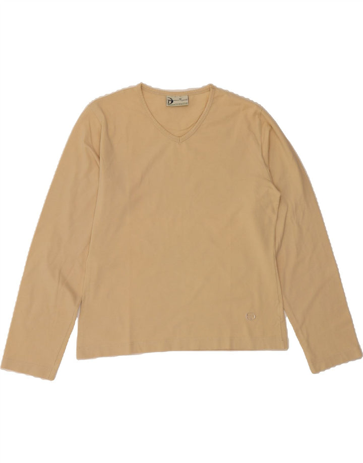 SERGIO TACCHINI Womens Top Long Sleeve UK 16 Large Beige Cotton Vintage Sergio Tacchini and Second-Hand Sergio Tacchini from Messina Hembry 