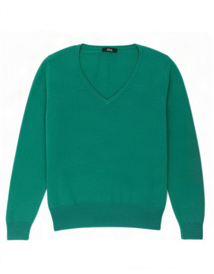 Marks & Spencer Damen-Pullover mit V-Ausschnitt, UK 14, Mittelgrün, Acryl