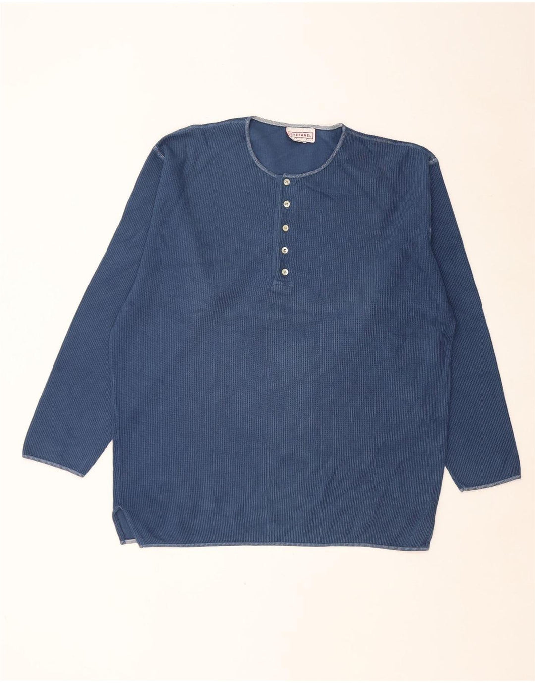 Stefanel Herren-Pullover mit Rundhalsausschnitt, groß, marineblaue Baumwolle