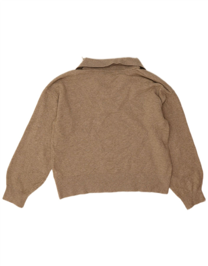 Marks & Spencer Damen Crop Polo Neck Pullover Pullover UK 14 Mittelbeige