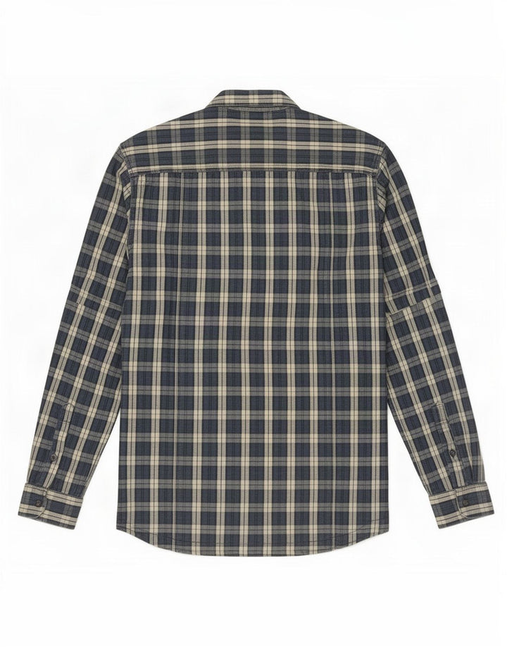 Jack & Jones Herren-Hemd aus mittelblauer Baumwolle mit Karomuster in Marineblau