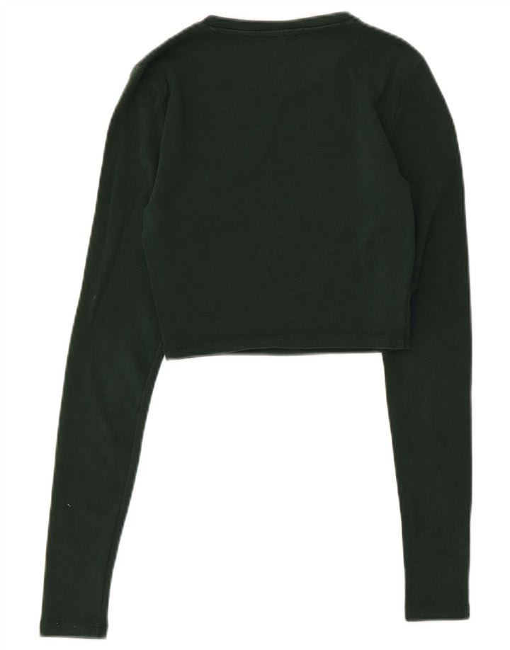 Zara Damen Langarm-Crop-Top UK 12 Mittelgrün