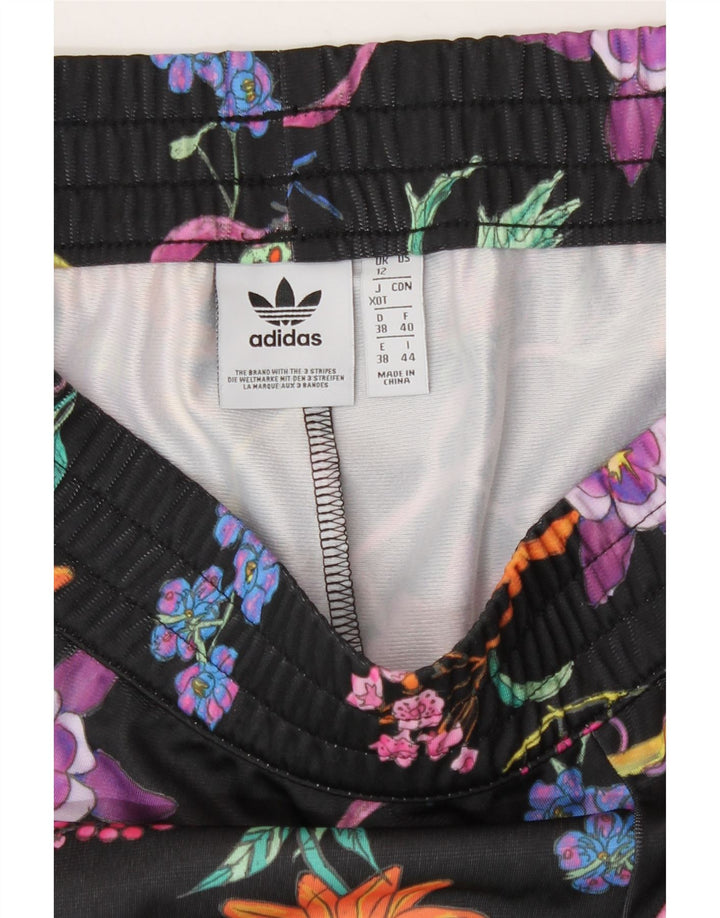 Adidas Damen Sportshorts UK 12 Mittelschwarzes, geblümtes Polyester