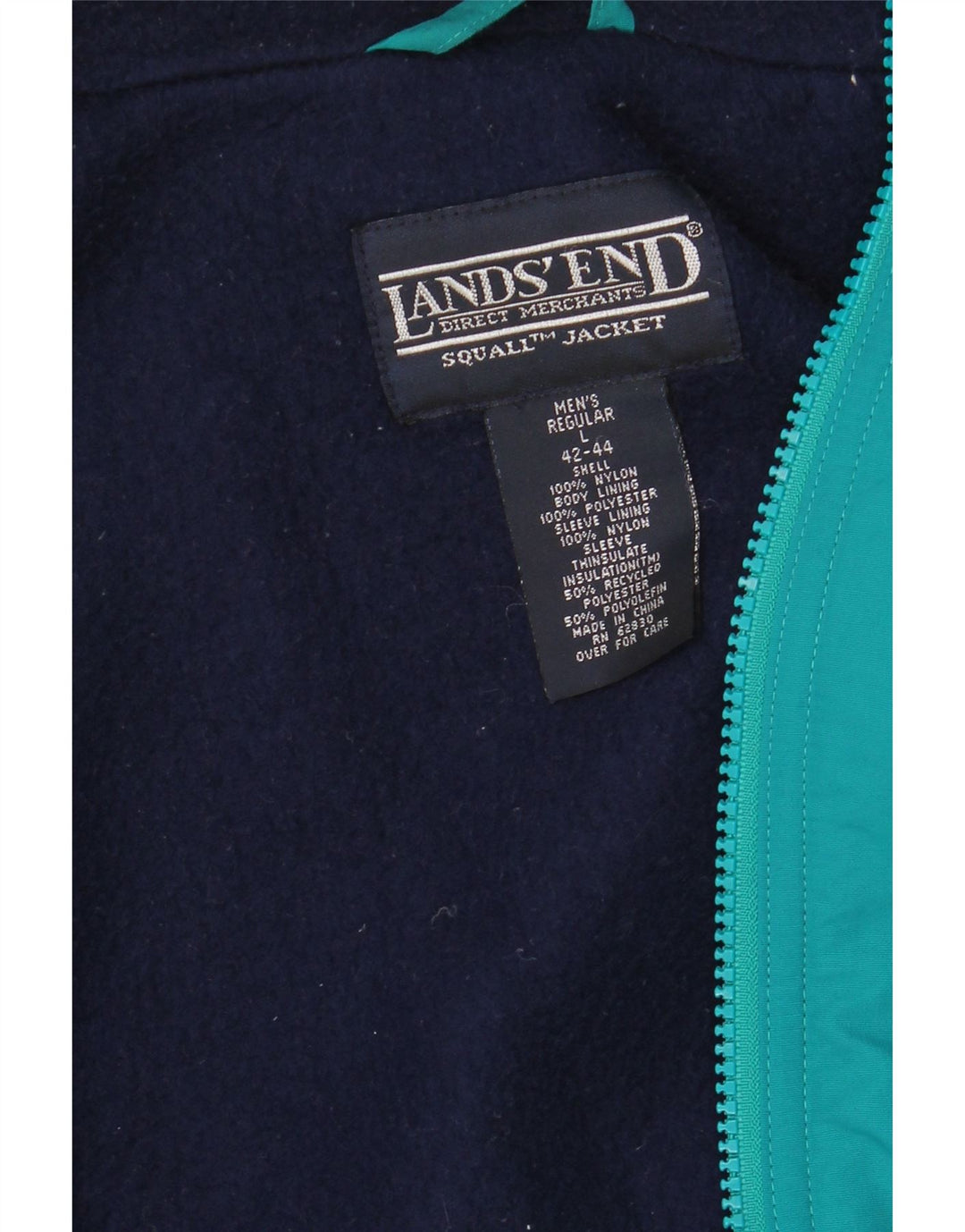 LANDS END Herren-Windbreaker-Jacke, UK 42/44, großes grünes Nylon