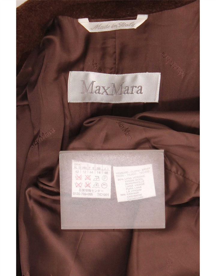 Max Mara Damen Übergroßer zweireihiger Mantel UK 14 Large Braun