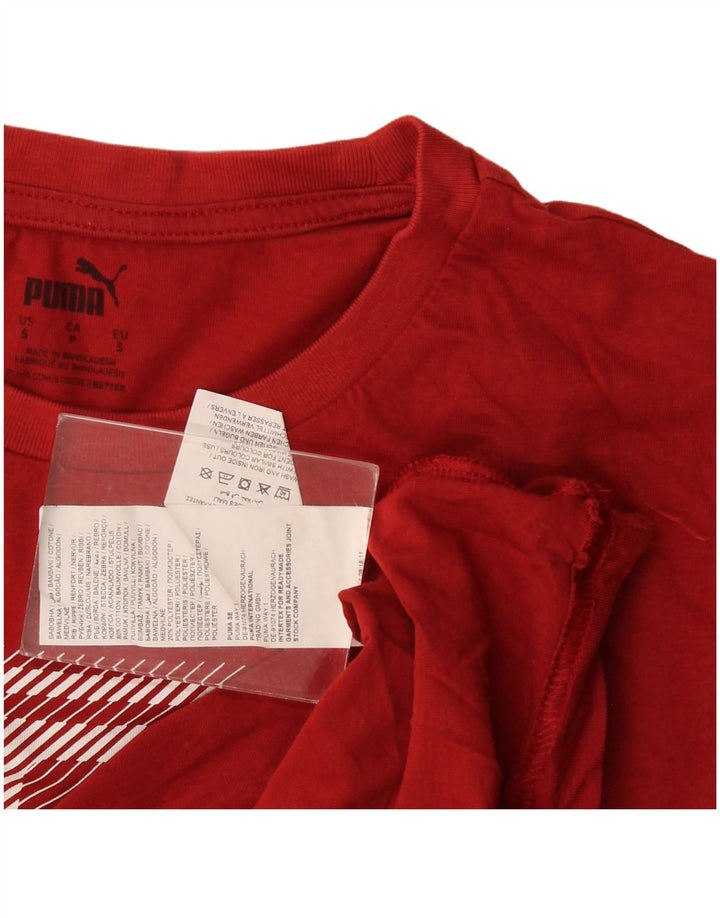 Puma Herren Grafik T-Shirt Top Small Rot Baumwolle