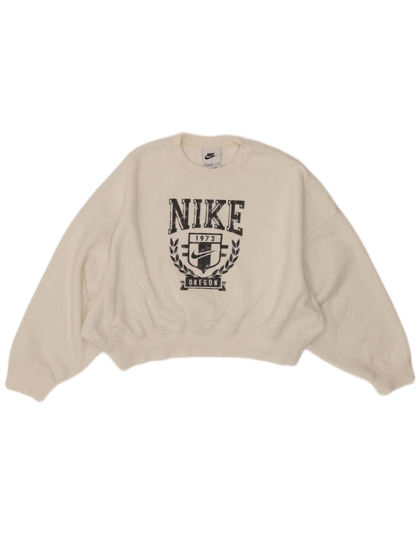 Nike Crop Graphic Sweatshirt-Pullover für Mädchen, 8–9 Jahre, Größe S, weiße Baumwolle