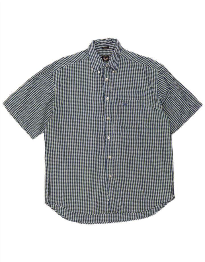 Dockers Herren-Kurzarmhemd aus mittelblauer Gingham-Baumwolle