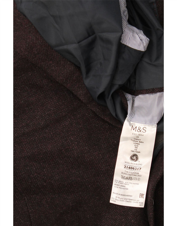 Marks & Spencer Herren-Blazer mit 2 Knöpfen, UK 44, 2XL, bordeauxrote Wolle