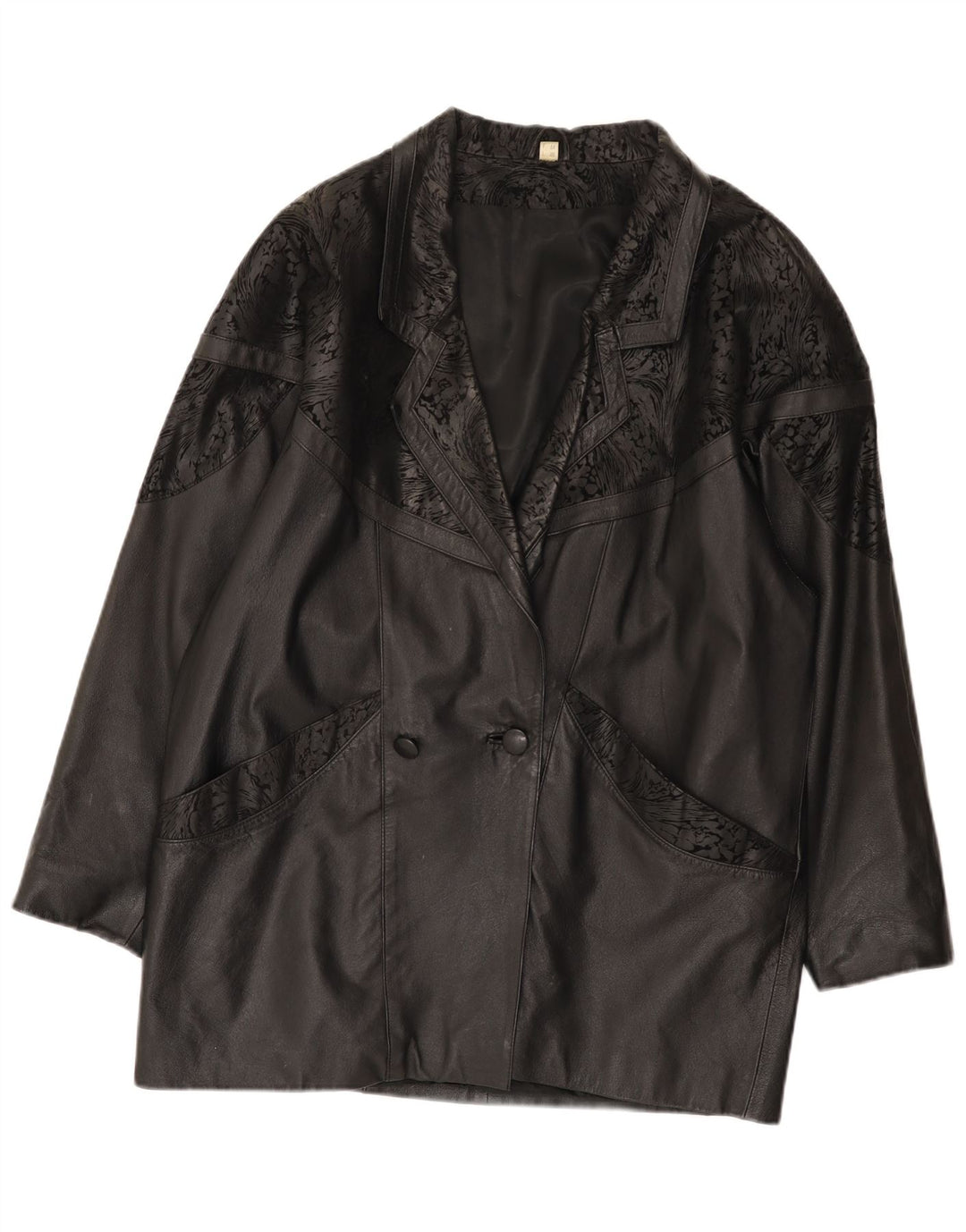 Vintage Damen Übergroße Lederjacke IT 48 2XL Schwarzes Leder