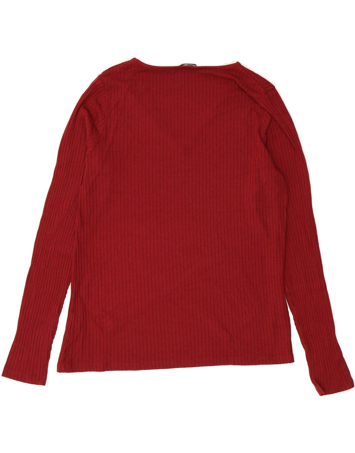 MARKS & SPENCER Womens Top Long Sleeve UK 16 Large Red Viscose Vintage Marks & Spencer and Second-Hand Marks & Spencer from Messina Hembry 