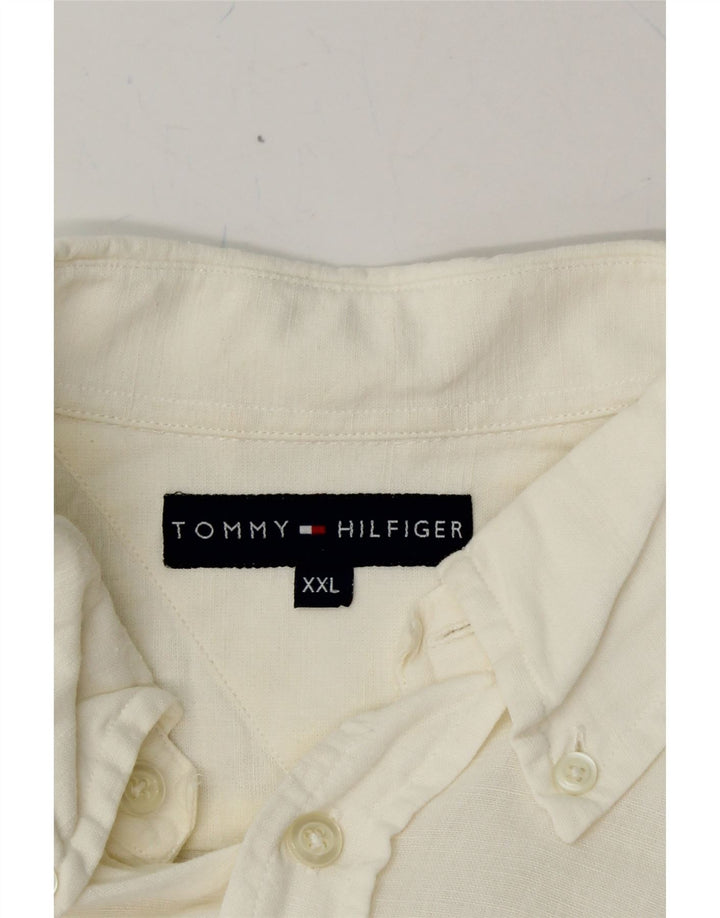 TOMMY HILFIGER Mens Short Sleeve Shirt 2XL White Vintage Tommy Hilfiger and Second-Hand Tommy Hilfiger from Messina Hembry 