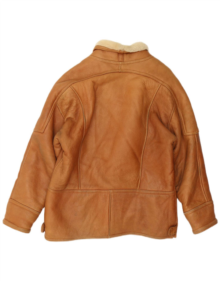 Vintage Herren Shearling Jacke UK 40 Großes braunes Shearling