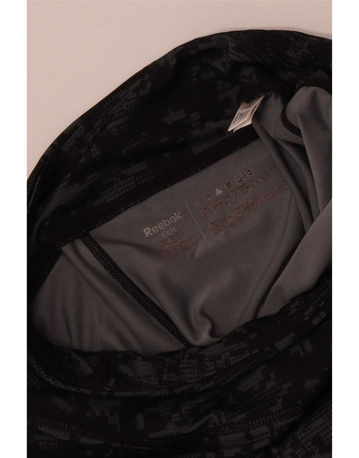 Reebok Damen Capri-Leggings UK 8 Small Schwarz Camouflage