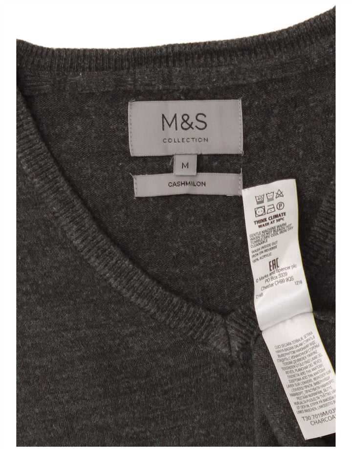 Marks & Spencer Herren-Pullover mit V-Ausschnitt, mittelgraues Acryl