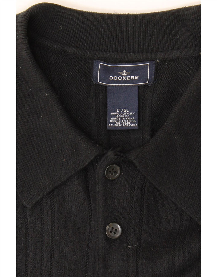 DOCKERS Mens Polo Neck Jumper Sweater Large Black Acrylic Vintage Dockers and Second-Hand Dockers from Messina Hembry 