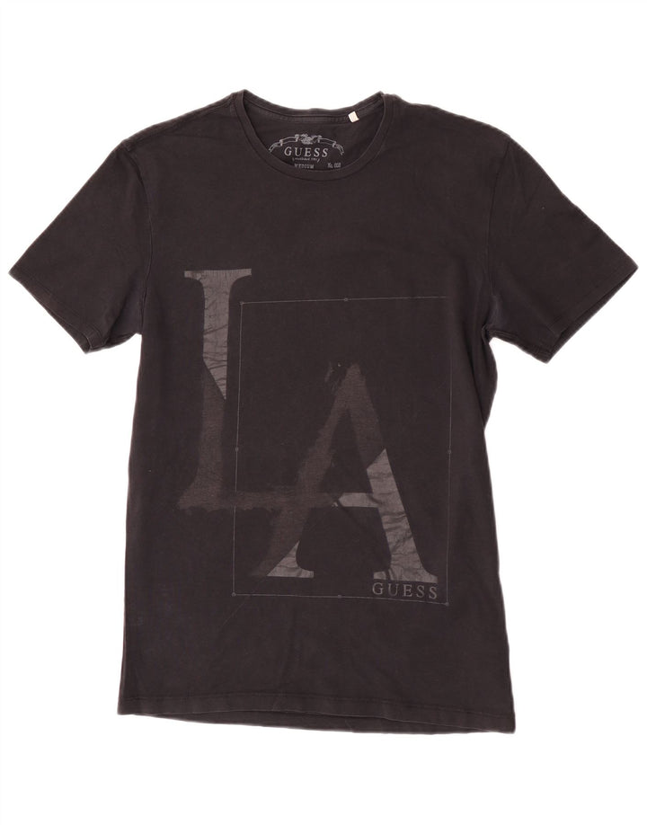 Guess Grafik-T-Shirt-Oberteil für Damen aus mittlerer schwarzer Baumwolle