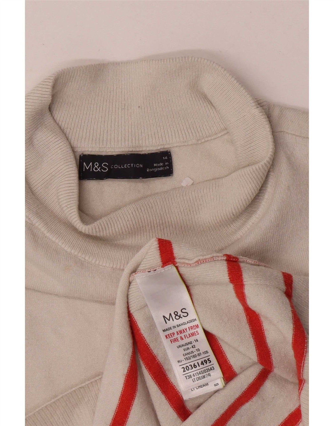 Marks & Spencer Damen Weste Top UK 14 Mittelbeige gestreifte Viskose