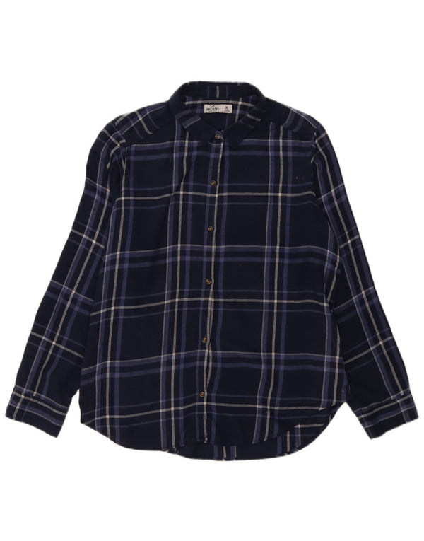 Hollister Flanellhemd für Damen, UK 18, XL, marineblau, kariert, Baumwolle