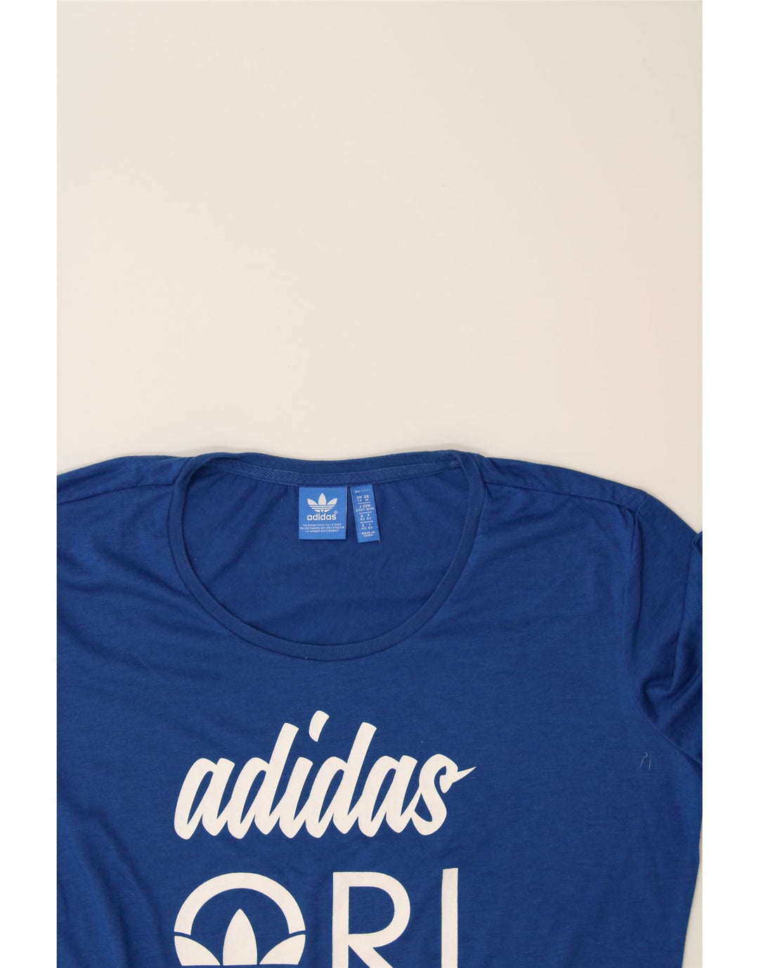 ADIDAS Womens Graphic T-Shirt Top UK 14 Medium  Blue Polyester Vintage Adidas and Second-Hand Adidas from Messina Hembry 