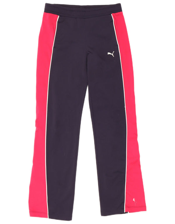 Puma Mädchen-Trainingshose mit weitem Bein, 11–12 Jahre, Marineblau, Farbblock