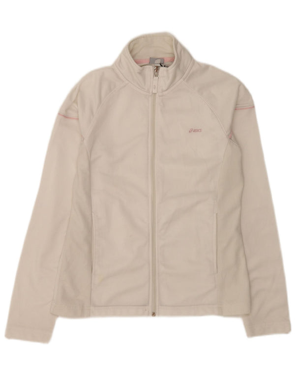 Asics Damen-Trainingsanzug-Top-Jacke UK 12 Mittelweißes Polyester