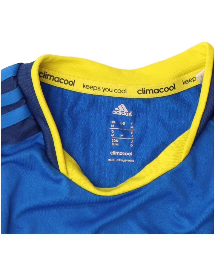 Adidas Herren Climacool T-Shirt Top Mittelblaues Colourblock-Polyester