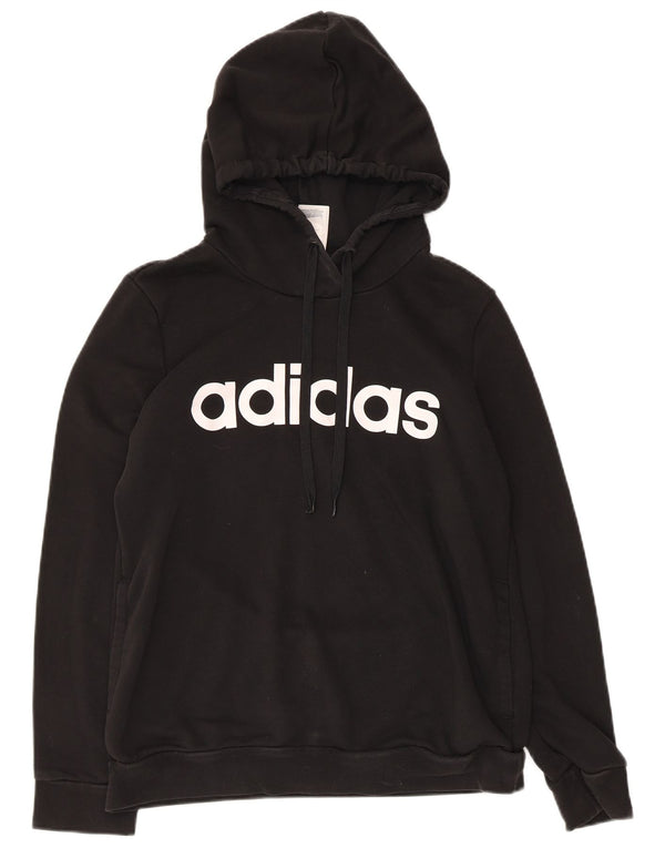 Adidas Damen Graphic Hoodie Pullover UK 16/18 Große schwarze Baumwolle