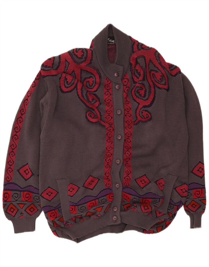 Oskar Haug Damen-Strickjacke in Übergröße, Gr. 16, groß, grau, geometrisch