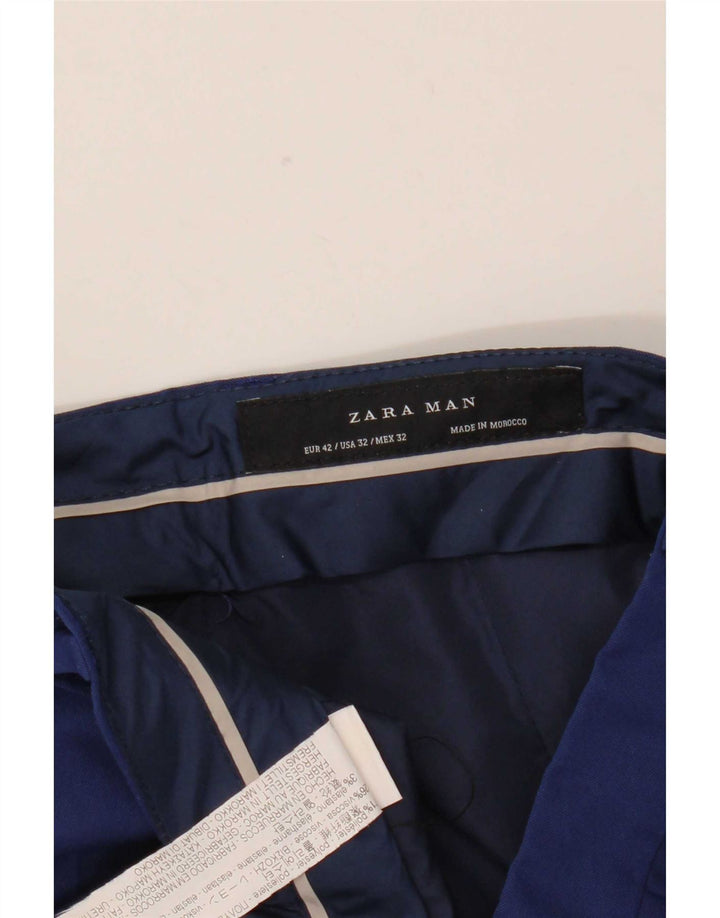 Zara Slim Chino-Hose für Herren, EU 42, Größe L, W32, L30, Blau, Polyester