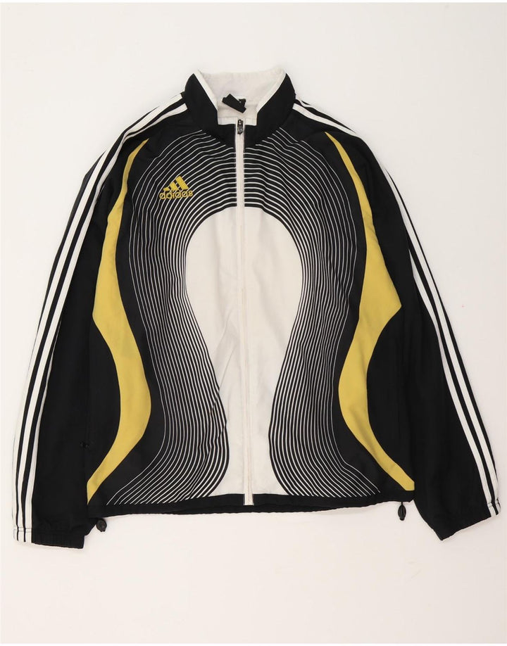 Adidas Herren-Trainingsanzugoberteil, UK-Größe 42/43, großes schwarzes Colourblock-Polyester
