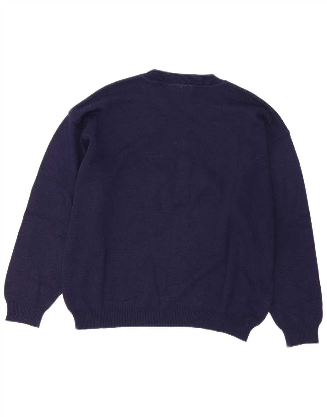 COMPASS CARD Herren-Pullover mit grafischem Rundhalsausschnitt, groß, marineblaue Wolle