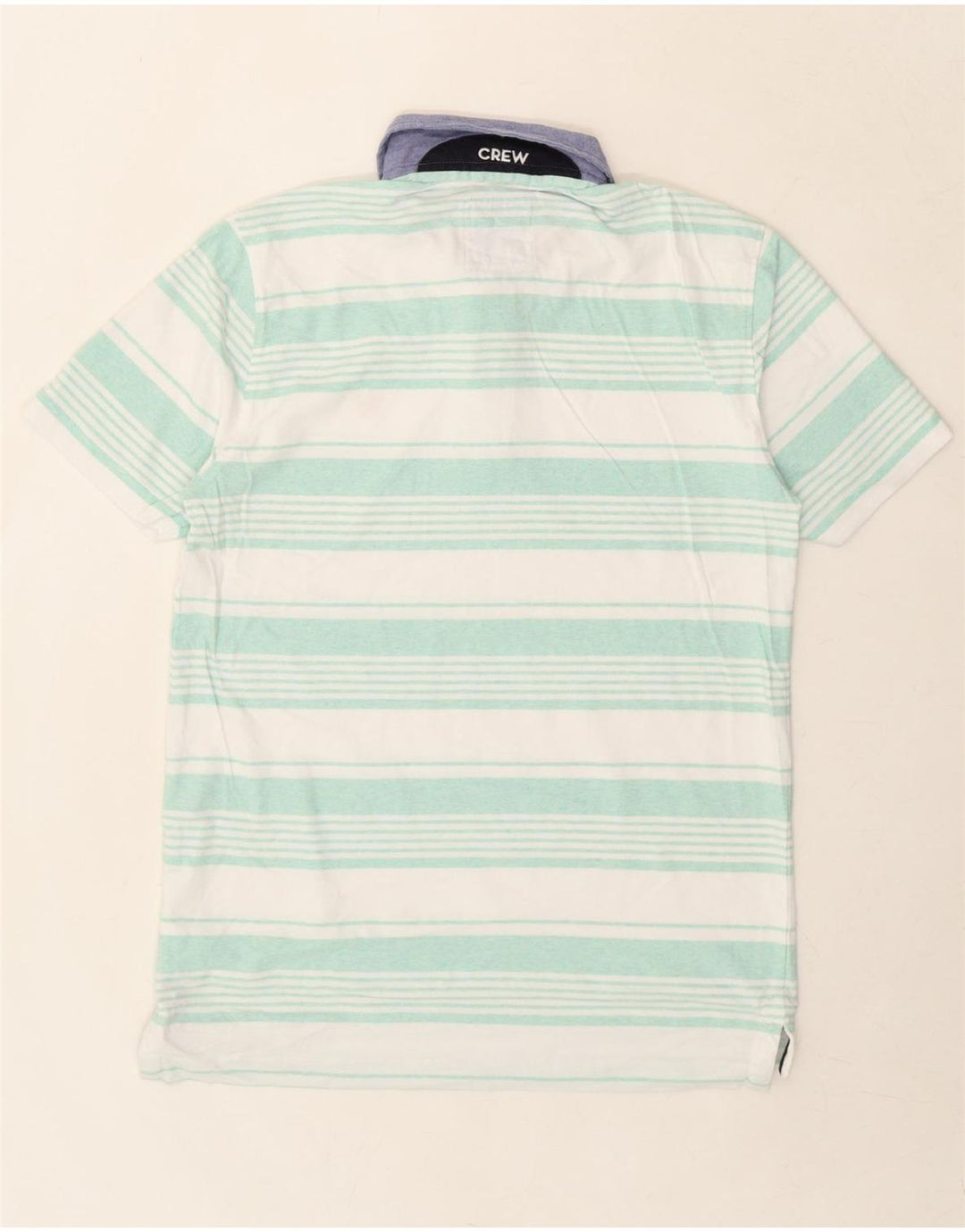 CREW CLOTHING Mens Polo Shirt Medium Blue Striped Cotton Vintage Crew Clothing and Second-Hand Crew Clothing from Messina Hembry 